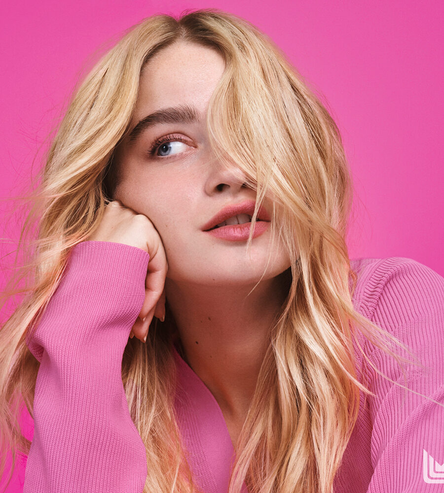 Blonde model with soft colour-treated hair