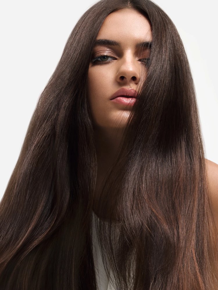 Brunette model with sleek smooth hair